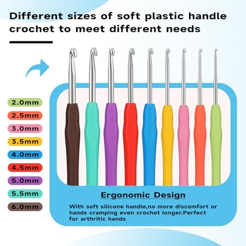 Mayboos 9 Sizes Crochet Hook Set 2.0mm~6.0mm 34 Pack Crochet Hooks