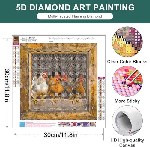 Diamond Art Kits for Adults,Chicken Coop Diamond Painting Kits for Beginner