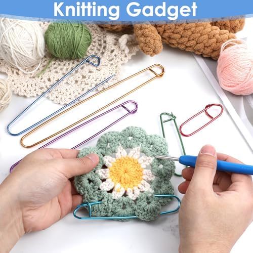 HJZHII 24 Pcs Knitting Stitch Holders, 6 Size Metal Stitch Holders