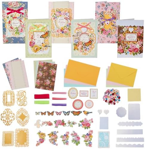 AHANDMAKER Handmade Greeting Card Making Kits, DIY Thank You Card Set Flowers Theme Paper Envelopes Cards Stickers for Christmas Thanksgiving Mother's Day Birthday Gifts Crafts Decorations