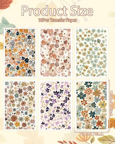 Puocaon Flower Clay Transfer Paper - 18 Pcs Vintage Flower Art Design Transfer Sheets for Polymer Clay Colorful Floral Earrings Design Jewelry Making