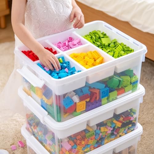 Citylife 17 QT Plastic Storage Box Building Baseplate Lid Removable Tray