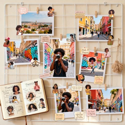 Vision Board Supplies Scrapbook - 50 Pcs Black Girl Travel Stickers