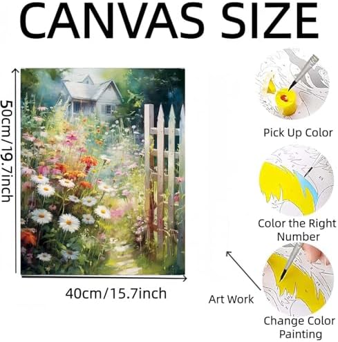 niurenmaoyi Garden Paint by Numbers Kit for Adult Beginner,16X20in