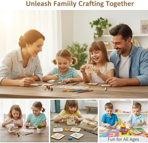 48 Piece Unfinished Blank Wood Sheets,3 Different Size Wood Square Slices Cutouts for Wood Burning Projects, Decoration DIY Wooden Craft Art Supplies