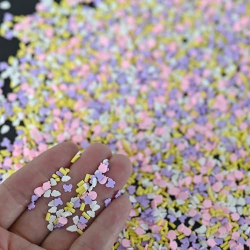 LIKETURE Fake Sprinkles 110g Polymer Clay Sprinkles for Slime Resin Faux Sprinkles Craft Fake Candy Sprinkle for Shaker Card Phone Case DIY Crafts (Butterfly-110G)