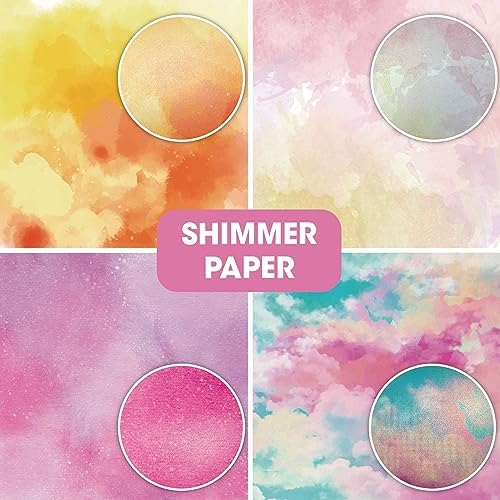 36 Sheets 12x12 Scrapbook Paper Pad - 12 Designs Double Sided 180GSM Pearl Shimmer Watercolor Cardstock, Vintage Patterned Decorative Paper for Card Making, Scrapbooking Supplies