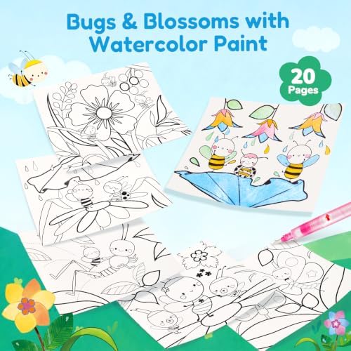 JoyCat Paint with Water Coloring Books for Toddlers (Bugs & Blossoms)