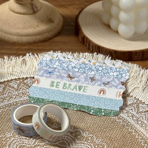 Boho Washi Tape Set 10 Rolls Cute Masking Graphic Floral Pattern Decorative Tapes for Arts, DIY Crafts, Journals, Planners, Scrapbook, Wrapping (Cool)