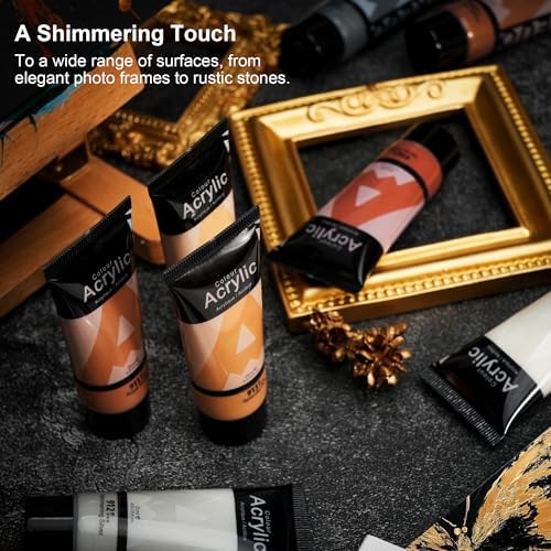 AUREUO Royal Bronze Acrylic Paint, 4 Fl Oz / 120ml Single Tube, Acrylic Metallic Paint for Christmas Painting,Crafts, Canvas, Rocks, Wood, Ceramic, Fabric