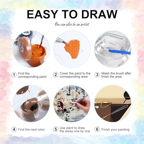 Yezavesu 6 Pack Paint by Numbers Kit for Adults Beginner 8x12 Inch, Cocktail Adult Paint by Number Kits on Canvas Without Frame, DIY Acrylic Cocktail Painting by Numbers for Home Wall Decor Gift