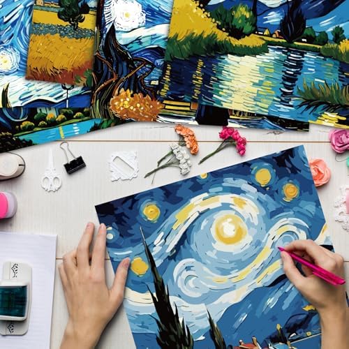 48 Sheets Celestial Scrapbook Paper,Starry Night Pattern Decorative Scrapbook Paper for Journals DIY Cards and Photo Albums,Aesthetic Craft Supplies