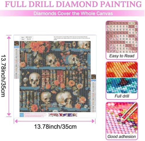 Diamond Art Kits for Adults,Skull book Diamond Painting Kits 14x14in