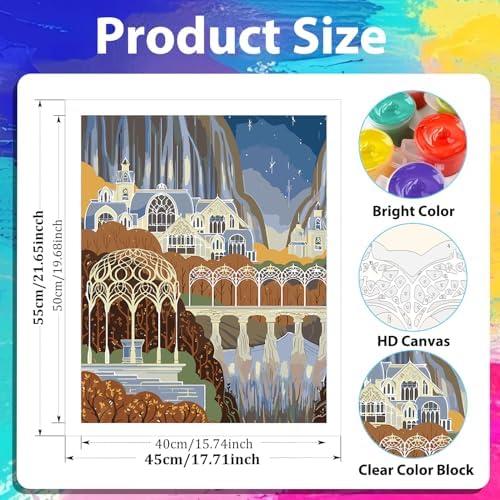 xcemhil Paint by Numbers Kits for Adults Landscape, Paint by Numbers for Adults, Paint by Number Kits for Gifts and Home Wall Decor 16x20 Inch