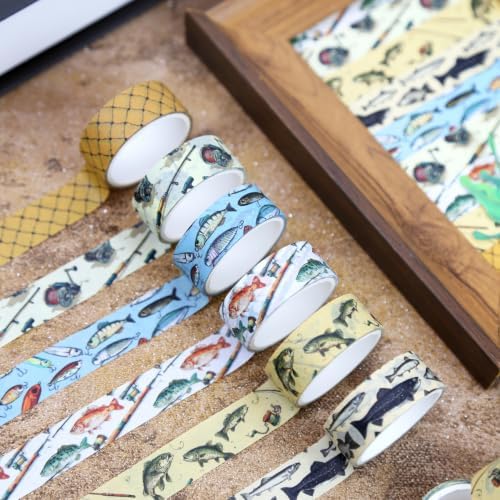 Fishing Washi Tape 12 Rolls 6 Designs, Angler Tape for Journaling