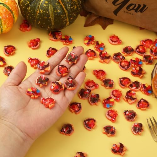 60Pcs Mini Resin Turkeys Thanksgiving Flatback Charms Turkey Craft