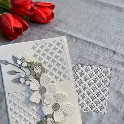 Scrapbooking Die-Cuts, Layer Frame Net Set Metal Cutting Dies for Card Making, Paper Craft Template, Background Embossing Stencils, DIY Album Décor (Grid Frame-6.6x5.4cm)