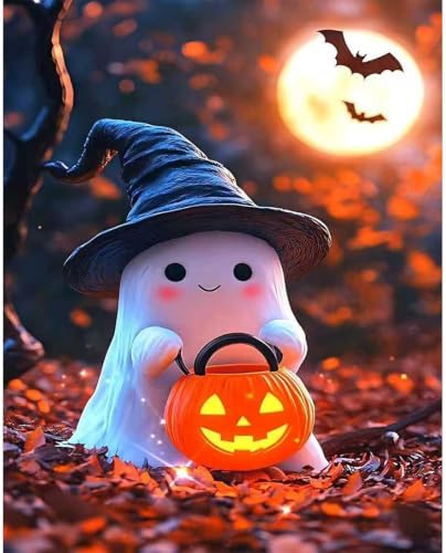 Spooky Paint by Numbers for Adults, Halloween Paint by Number on Canvas