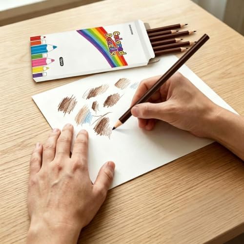 12 PCS Brown Colored Pencils, Pre-sharpened Professional Wooden Art Pencils Set for Artists Painting | Premium Drawing Sketching Supplies
