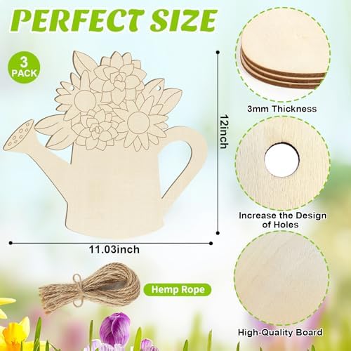 Large Size 12" Wooden Spring Crafts Ornaments to Paint, Flower Wooden DIY Blank Unfinished Round Wood Discs Ornament for Crafts Hanging Decorations