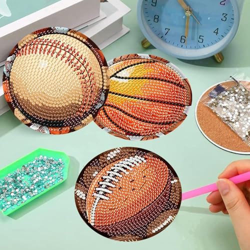 8 Pcs Diamond Art Coaster Kit for Adult with Holder, Diamond Coasters 4x4in
