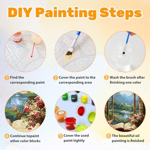 CRZMODE Book Paint by Numbers Kit for Adults, Book Paint by Numbers for Adults, Acrylic Painting Crafts for Home Decor Gift (16x20inch)