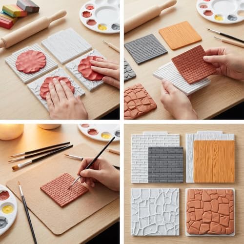 Tree Bark Silicone Molds Stone Texture Polymer Clay Mold Set of 3