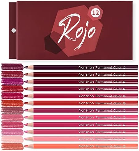 12 Red Colored Pencils Oil Based, Pre-sharpened Wooden Color Pencils Set