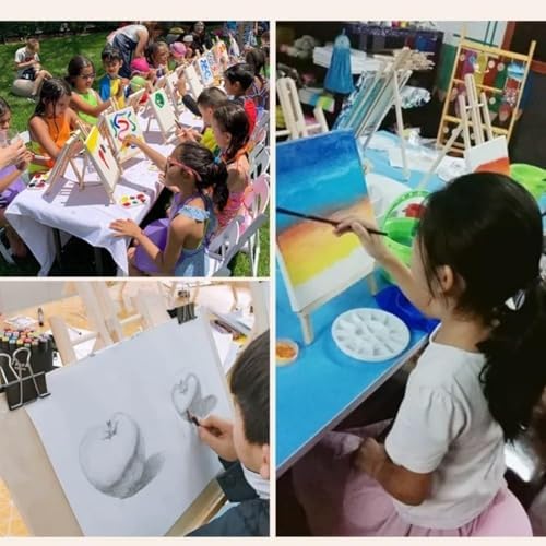 14 Pack 9 Inch Wood Easel, Painting Party Easel, Kids Student Tabletop Easels for Painting, Portable Canvas Photo Picture Sign Holder Tripod Painting Easels for Art & Crafts