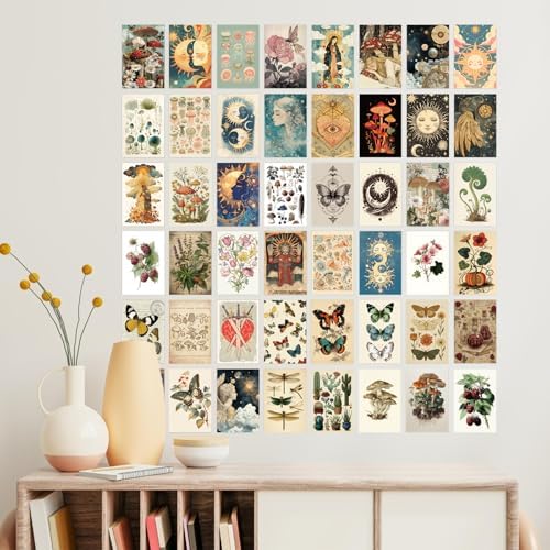 64 Pcs Vintage Postcard Set, Vintage Post Cards for Mailing, Retro Botanical Butterfly Ephemera, Scrapbooks, Collage, DIY Card, Wall Decor (4×6)