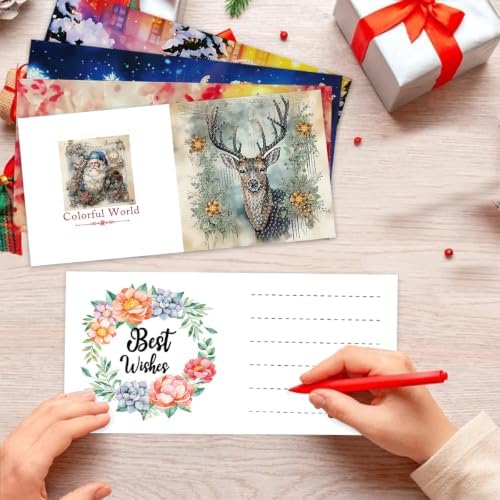 LSQFS Diamond Art Retro Christmas Card Set with Matching Envelopes,6 Pieces