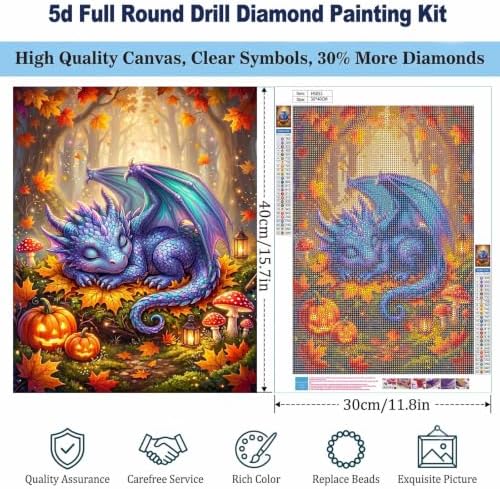 Forest Dragon Diamond Art Kits for Adults, Fall Fantasy Diamond Painting