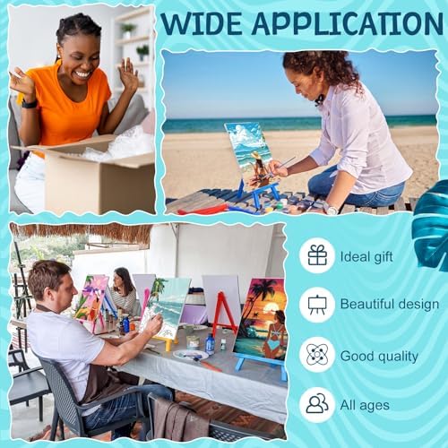 Blosssound 10 Set Pre Printed Canvas Pre Drawn Canvas Painting with Easel Kits 5" x 7" Outline Painting Panels for Beginners, DIY Craft Project, Party Favor, Home Decors(Hawaii Women)