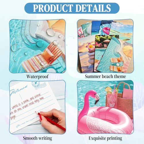 64Pcs Coastal Room Decor, Summer Beach Blue Postcards for Mailing, Beachy Posters Wall Decor for Teen Girls Dorm Bedroom, Beach Photo Collage Kit Blue Ocean Decor, 4x6