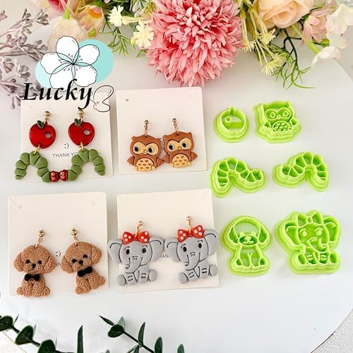 6pcs Animal Shape Polymer Clay Cutter Sets, Spring Clay Cutters for Clay Jewelry, Clay Cutters for Earrings Square, Jewelry Earrings Making