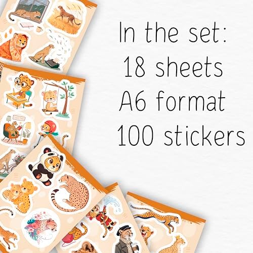 100Pcs Cheetah Stickers for Water Bottle, Laptop - Cheetah Gifts, Party Supplies & Decorations - Animal Stickers, Decals - Gift for Women & Men