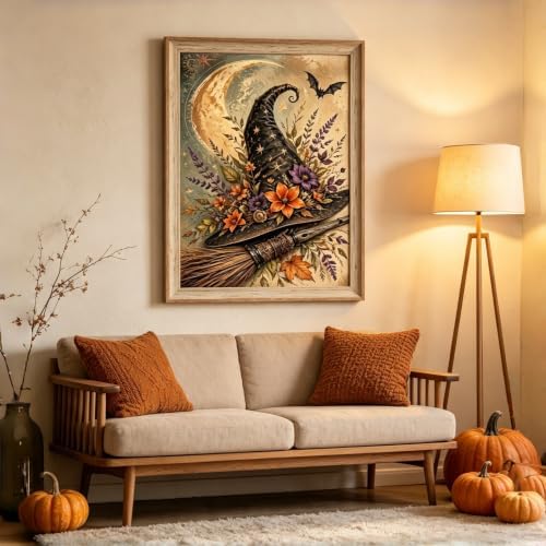 Halloween Diamond Painting Kit for Adults, Witch Hat Diamond Art Kit