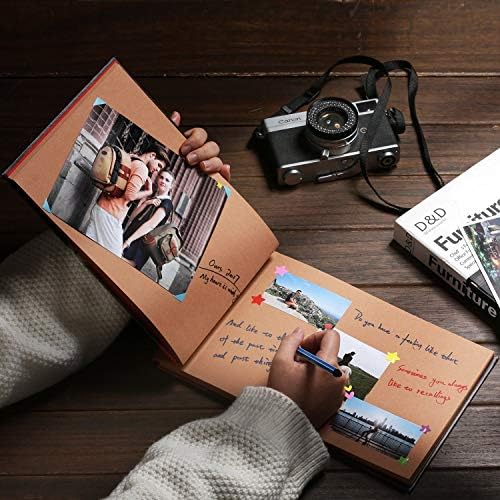 Our Adventure Book Handcrafted 11.92 x 7.62" Leather-Bound Scrapbook with 80 Pages, Embossed Lettering, Inspired by 'Up', Ideal for Photos, Weddings&Travel Memories Gift Box Included (Handmade Book)