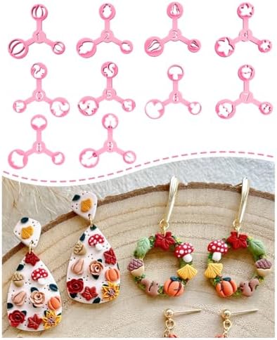 Keoker Mini Polymer Clay Cutters Fall, 10 Shapes Fall Clay Cutters for Polymer Clay Jewelry 3 Sizes(Micro. Mini, Small), Decoration to Make Autumn Earrings