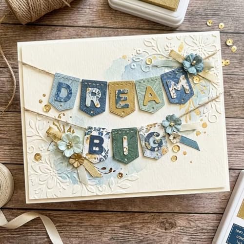 Scrapbooking Die-Cuts, Layer Frame Net Set Metal Cutting Dies for Card Making, Paper Craft Template, Background Embossing Stencils, DIY Album Décor (English Letter Set-9.7x7.6cm)