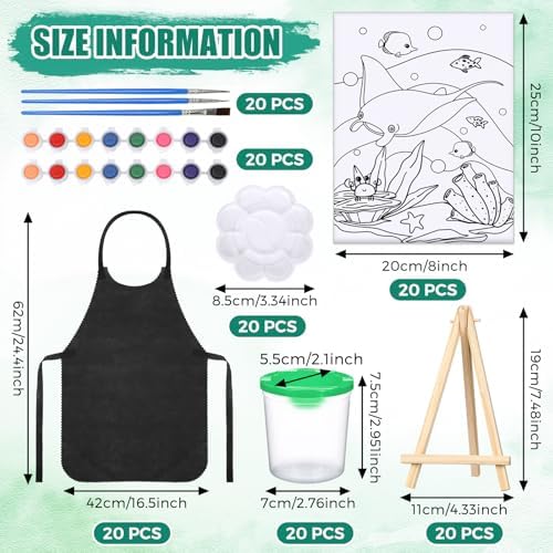 Sherr 140 Pcs 20 Set Pre Drawn Canvas Painting Kit, Animal
