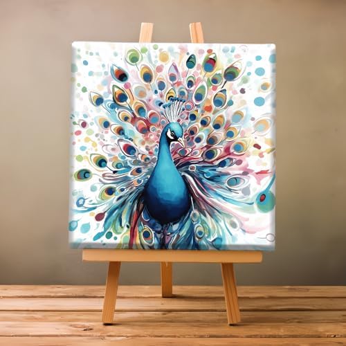 Natuyalo Paint by Numbers Kit for Adults Beginners, 12" Wx12 L Animal Painting by Numbers Kit on Canvas Acrylic Drawing Kits Ready to Stretch and Framed, Colourful Peacock