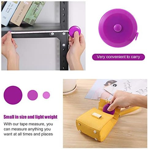 Tape Measure Retractable, Fabric Measuring Tape, 60 Inch Small Sewing Tailor Soft Ruler for Craft Nursing Clothing Medical Travel(3 Pack/Purple)