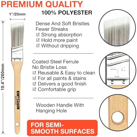King Origin 6 PCS Paint Brushes, 1 Inch Angled Paint Brush
