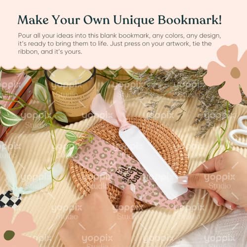 YOPPIX 80 Pcs Sublimation Acrylic Bookmark Blank kit, with 40 Ribbons for Heat Transfer Bookmarks Wedding Table Decorations, Christmas Tree Decor, Reading Lovers DIY Crafts Presents