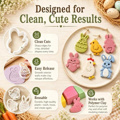 9PCS Farm Easter Clay Cutters