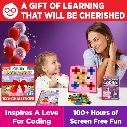 Doctor Jupiter Girls' First STEM Pixel Art Kit for Kids Ages 5+
