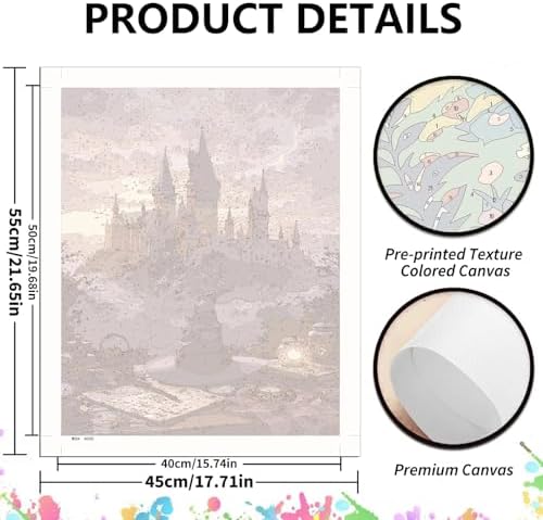 koemhxb Magical Castle Paint by Numbers Kit for Adults Beginners, Magic Hat Adult Paint by Numbers on Canvas, Acrylic Painting Crafts for Home Decor (16x20inch)