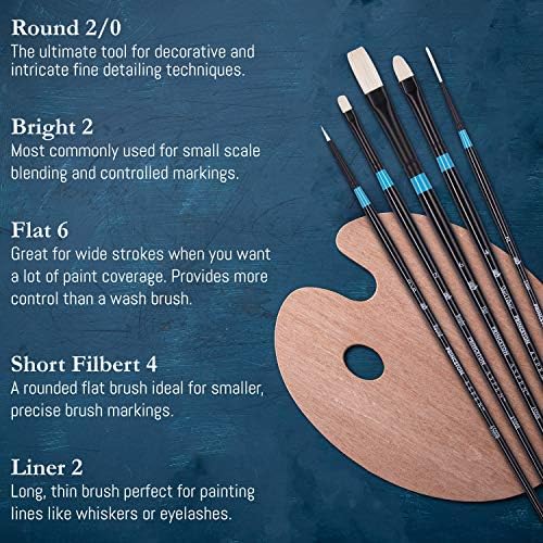 Princeton Aspen 6500 Series 5pc Professional Paint Brushes for Acrylic Painting - Synthetic Oil, Gouache, and Acrylic Paint Brushes Set - Filbert Striper Flat & Round Set of Art Brush | 5pc Synthetic Oil, Gouache, Watercolor and Acrylic Paint Brushes S...