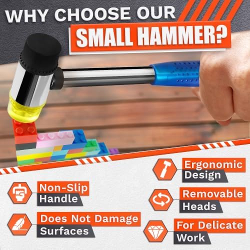 Small Blue Rubber Mallet Hammer 25mm, Double Faced Non Marring Head